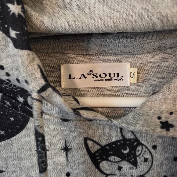 L.A. Soul Womens Mystic Cat Sweater Hoodie Size Small Gray - Picture 4 of 4